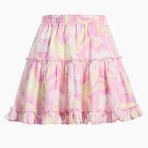 Hill House The Paz Linen A Line Mini Skirt Candy Kaleidoscope Pink Yellow M